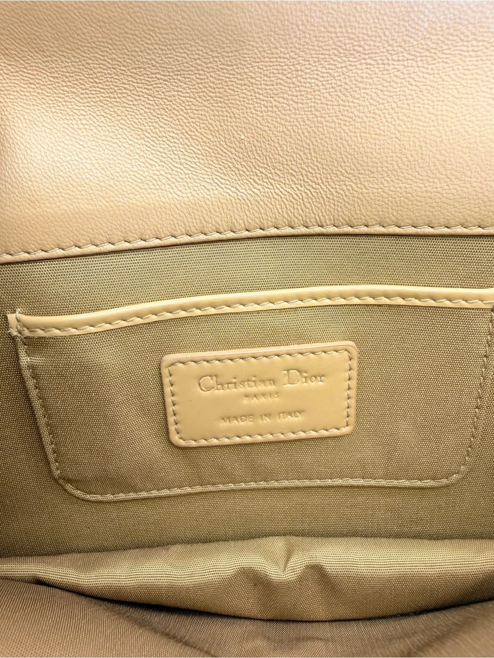 Christian Dior Patent Cannage Lady Dior Convertible Clutch Beige